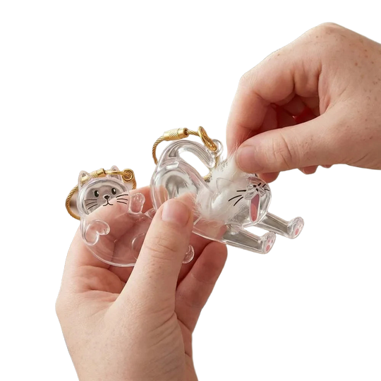 Llavero para Bolso de Acrílico Transparente con Cápsula para Pelo de Gato - Charm Portátil y Elegant