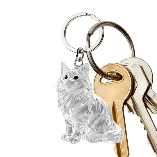 Llavero para Bolso Gato Transparente: Guarda Recuerdos de Mascotas, Charm Premium