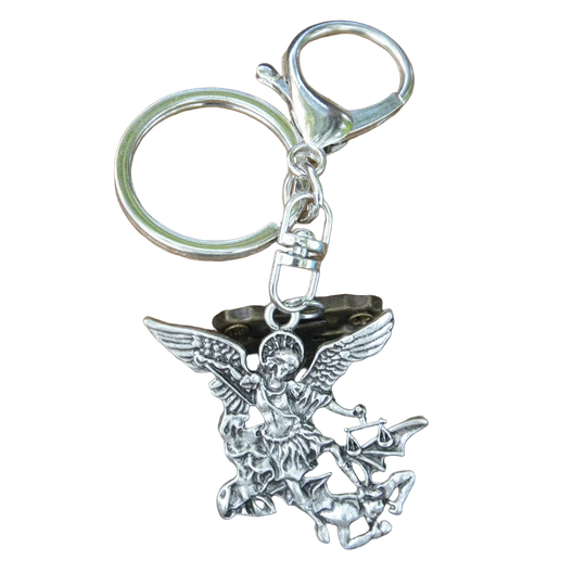 Llavero para Bolso Nostalgia Arcángel San Miguel Protégenos - Joyería Religiosa Ortodoxa