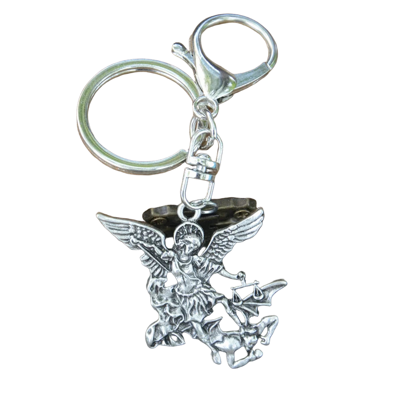 Llavero para Bolso Nostalgia Arcángel San Miguel Protégenos - Joyería Religiosa Ortodoxa