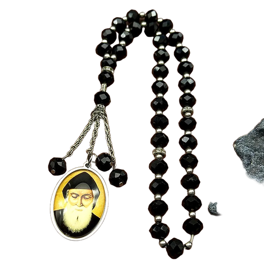 Llavero para Bolso San Charbel - Colgante Religioso de Acero Inoxidable Dorado, Amuleto de Oración p