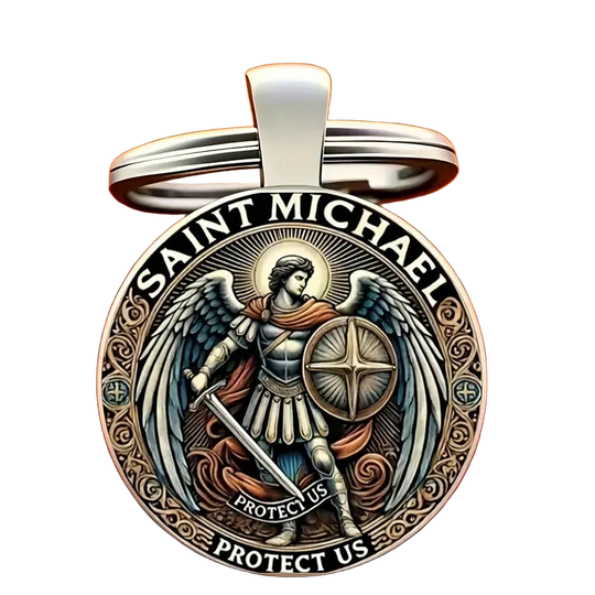 Llavero para bolso San Miguel Arcángel - Llavero Templario Cruzado Premium, Accesorio Religioso Simb