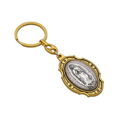 Llavero para Bolso Virgen de Guadalupe - 5cm Medalla Oval Inspiracional con Mosquetón, Regalo Religi