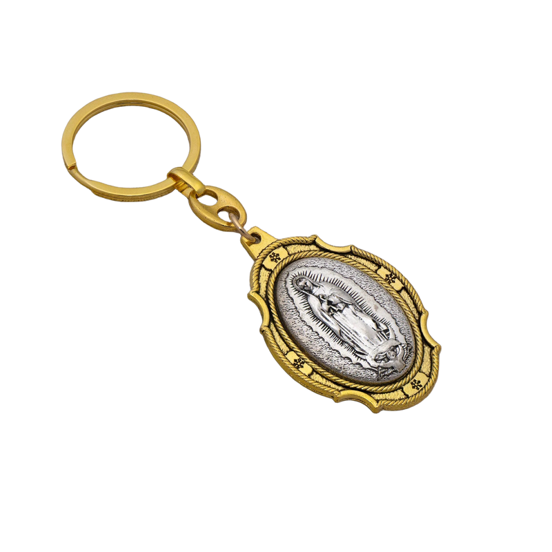 Llavero para Bolso Virgen de Guadalupe - 5cm Medalla Oval Inspiracional con Mosquetón, Regalo Religi