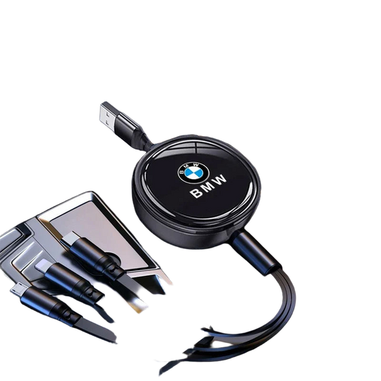 Llavero para llaves de coche BMW M a Crochet: Cable USB Carga Rápida 3 en 1 – Metal y ABS Premium