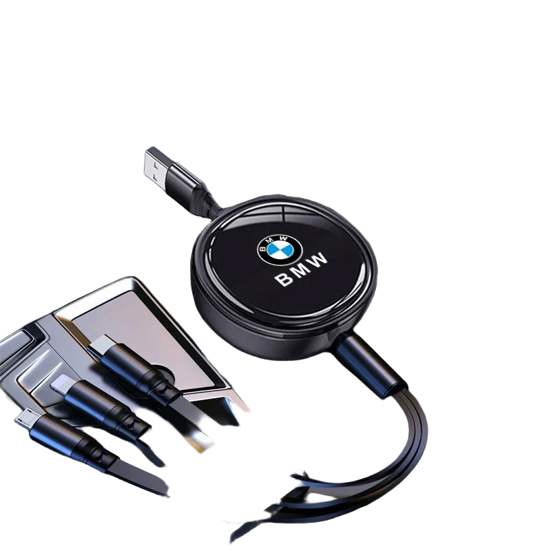 Llavero para llaves de coche BMW M a Crochet: Cable USB Carga Rápida 3 en 1 – Metal y ABS Premium