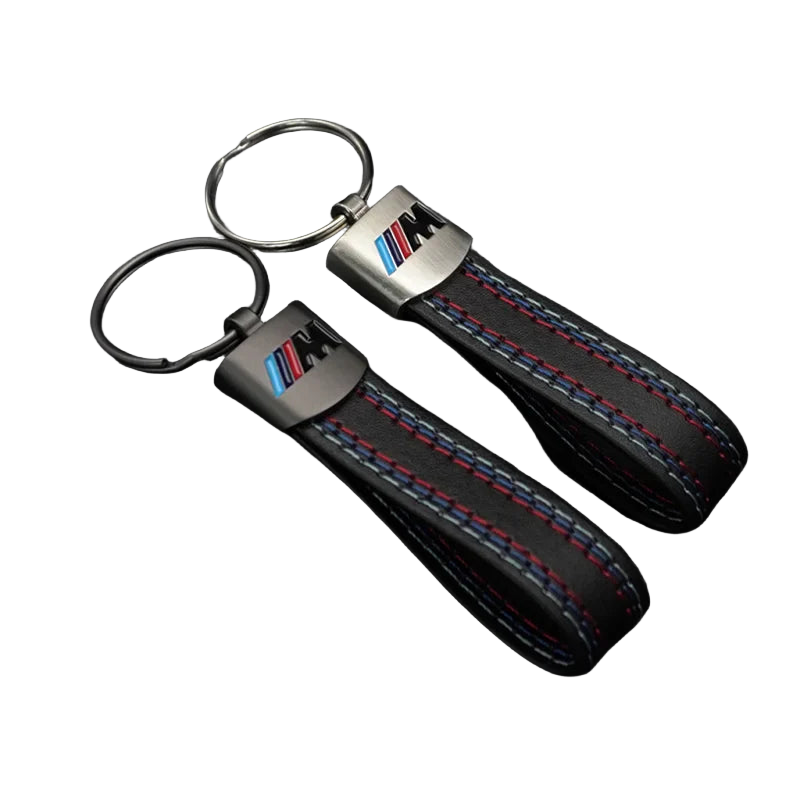 Llavero para llaves de coche de metal y cuero: Elegancia BMW a crochet