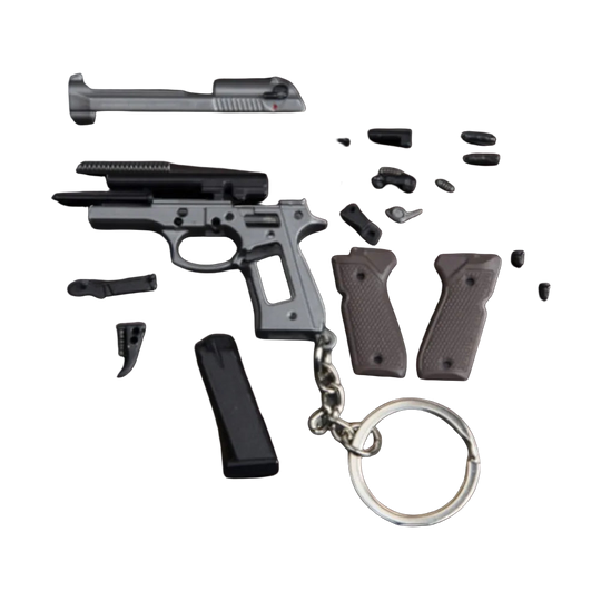 Llavero para Moteros 2025 Pistola Táctica Modelo Aleación 1:4 con Borlas y Caja Transparente - Regal