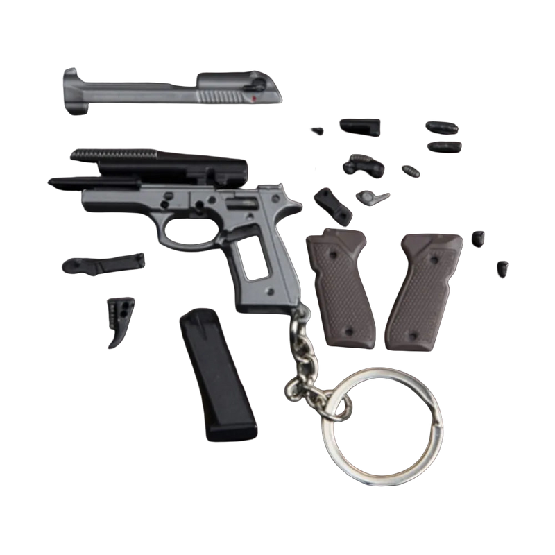 Llavero para Moteros 2025 Pistola Táctica Modelo Aleación 1:4 con Borlas y Caja Transparente - Regal