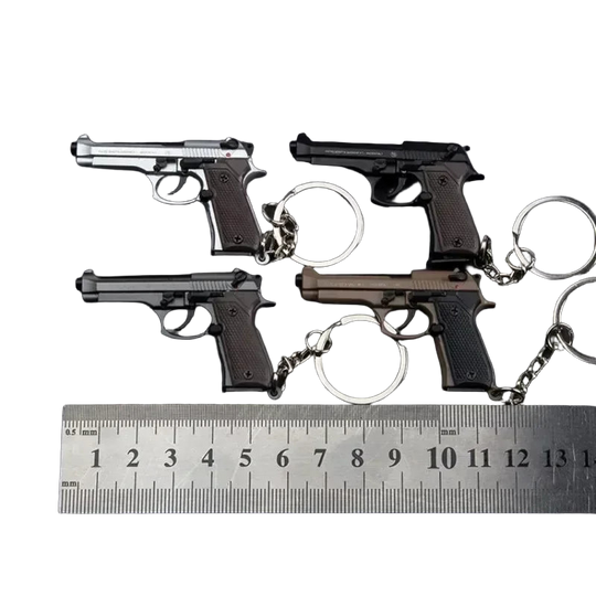 Llavero para moteros: Pistola 92F de aleación, réplica detallada y resistente