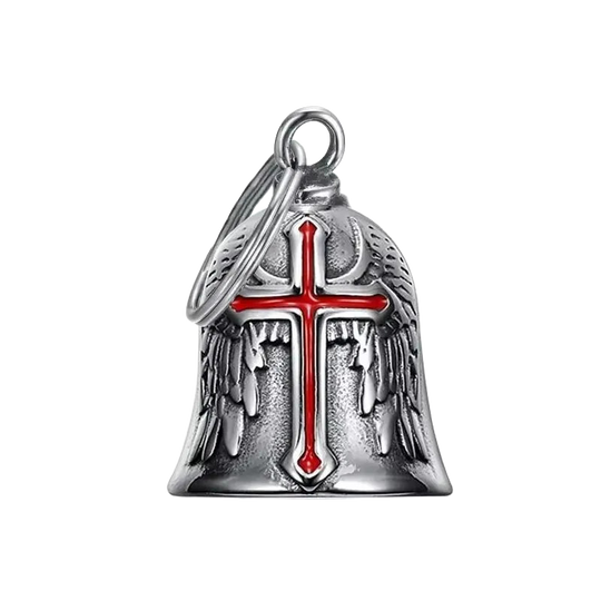 Llavero para Moto que No Raya la Tija - Alas de Ángel Guardián y Campana Protectora, Amuleto Exorcis