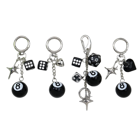 Llavero Personalizado Corazón Punk Estrella Billar 8 - Regalo Original para Mujer