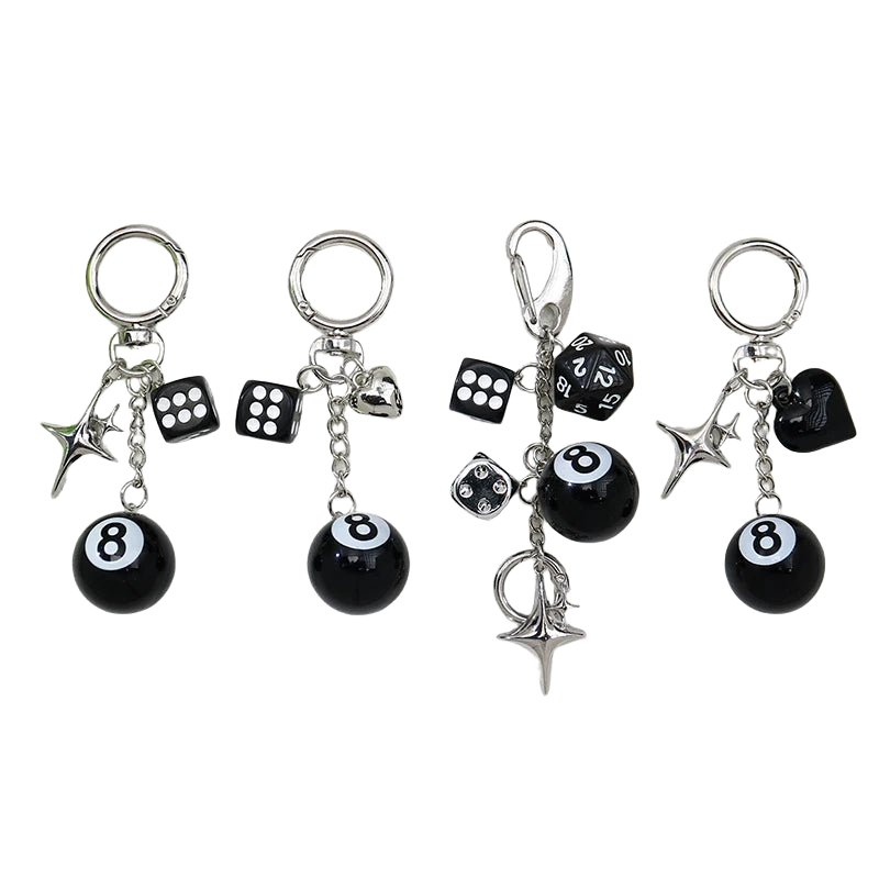 Llavero Personalizado Corazón Punk Estrella Billar 8 - Regalo Original para Mujer