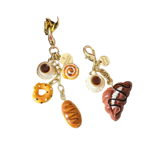 Llavero Personalizado Croissant y Café - Diseño Resina Premium