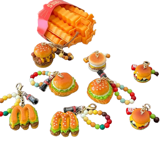 Llavero Personalizado Hamburguesa Cute - Colgante de Resina para Llavero del Día del Padre
