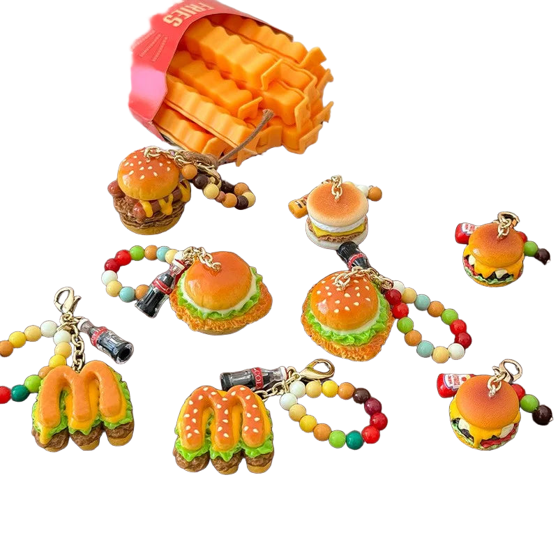Llavero Personalizado Hamburguesa Cute - Colgante de Resina para Llavero del Día del Padre