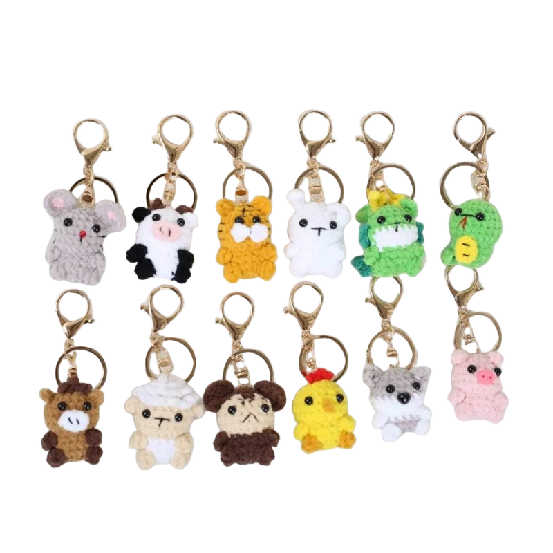Llavero Personalizado Mini Animal Crochet - Oveja Vaca Muñeco Amigurumi Premium