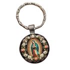 Llavero Retro Exquisito con Flores y Patrones Elegantes - Keychain de Vidrio y Aleación Premium
