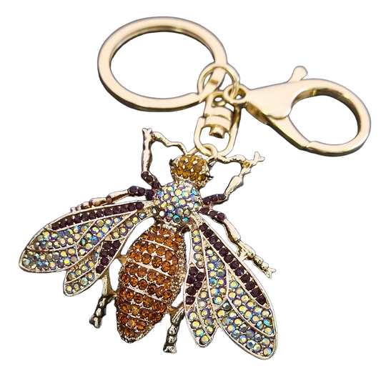 Llaveros Bonitos para Mujer - Colgante Abeja Vintage Cristal y Rhinestone, Llavero Elegante para Bol