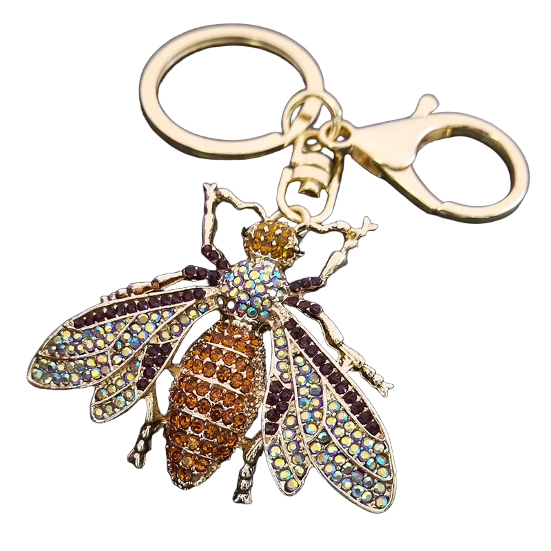 Llaveros Bonitos para Mujer - Colgante Abeja Vintage Cristal y Rhinestone, Llavero Elegante para Bol