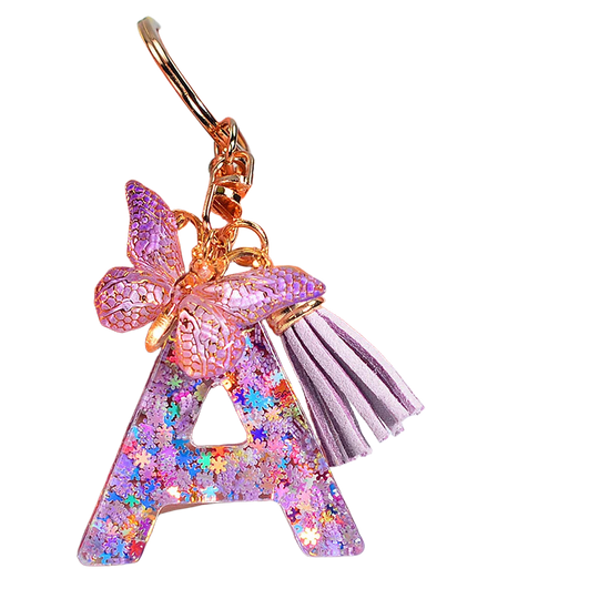 Llaveros Charms Letras A-Z con Colgante Mariposa y Borla - Accesorio Premium para Bolsos