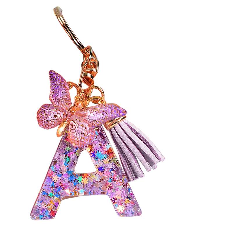 Llaveros Charms Letras A-Z con Colgante Mariposa y Borla - Accesorio Premium para Bolsos