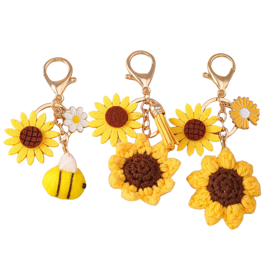 Llaveros Crochet Hechos a Mano - Girasol Tejido para Mujer, Llavero Crochet Original para Bolso y De