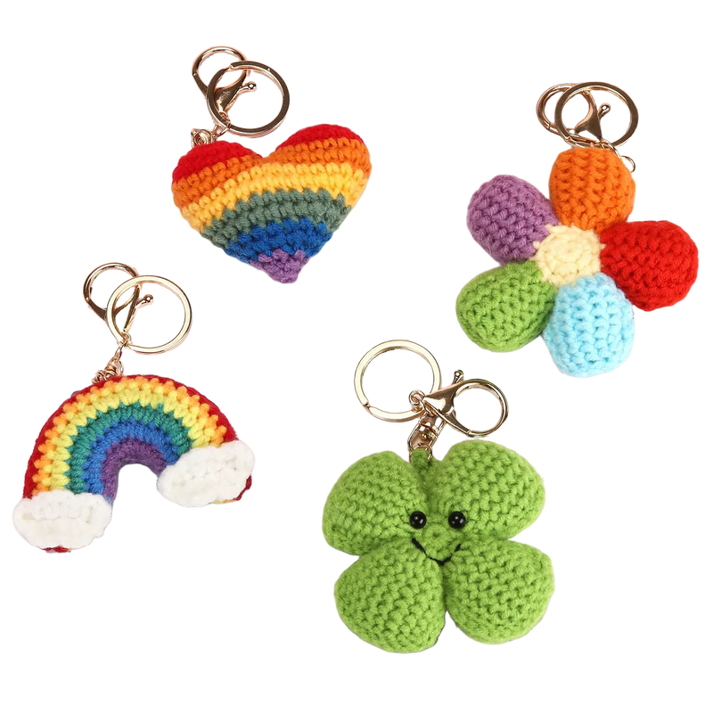 Llaveros de Crochet Paso a Paso - Llavero de Trébol de Cuatro Hojas Tejido a Mano - Regalo Premium