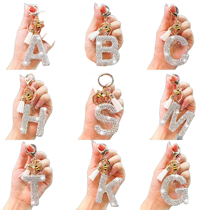 Llaveros Originales para Coche - Abeja con Diamantes y Letras, Colgante Elegante para Llaves