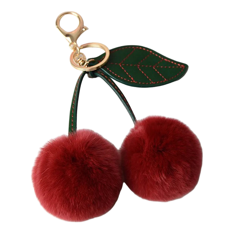 Llaveros Originales para Coche - Conejo Oso Nutria Pompom de Cereza Multicolor - Llavero Coche Premi