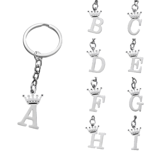 Llaveros Originales para Coche - Corona DIY A-Z Letras Colgante Acero Inoxidable Personalizado Regal