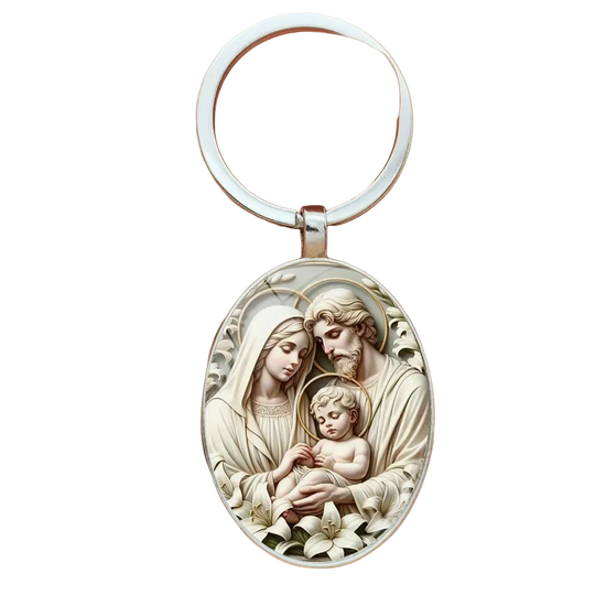 Llaveros Originales para Coche - Diseño Retro Virgen María con Gema del Tiempo, Llavero Premium para