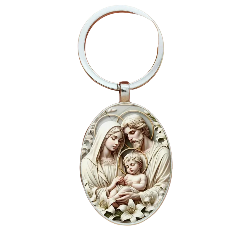 Llaveros Originales para Coche - Diseño Retro Virgen María con Gema del Tiempo, Llavero Premium para