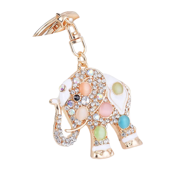 Llaveros Originales para Coche - Elefante Tailandés con Piedras Preciosas, Regalo Elegante