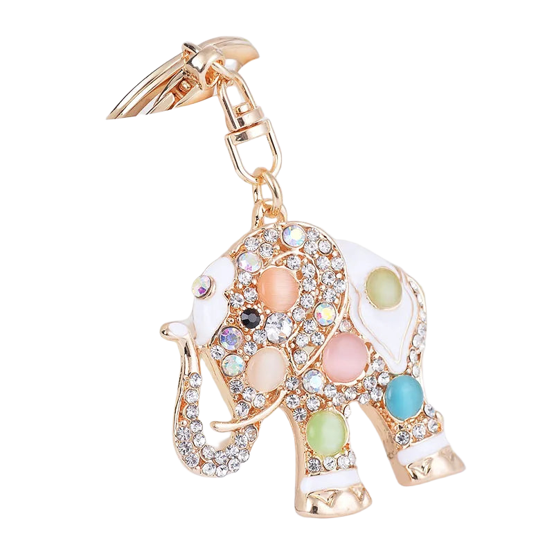 Llaveros Originales para Coche - Elefante Tailandés con Piedras Preciosas, Regalo Elegante