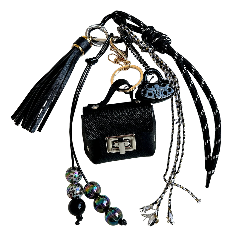 Llaveros Originales para Coche - Elegante Llavero Y2K Negro para Bolso, Llaves de Coche y Móvil, Acc