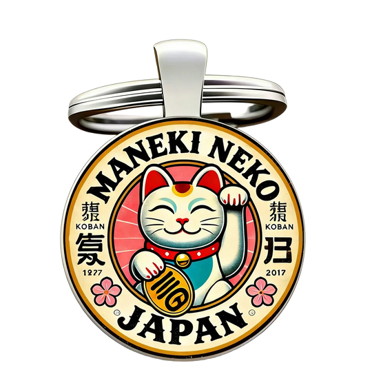 Llaveros Originales para Coche - Maneki Neko Gato de la Suerte Metal Premium Regalo para Mujer