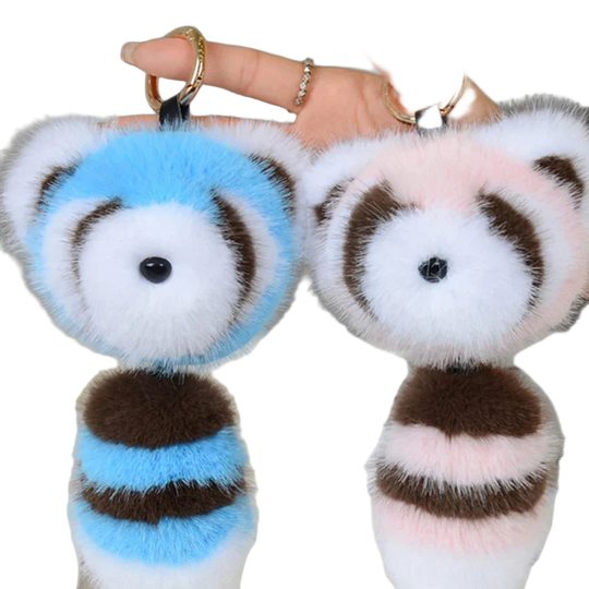Llaveros Originales para Coche - Mapache de Peluche Suave y Tierno