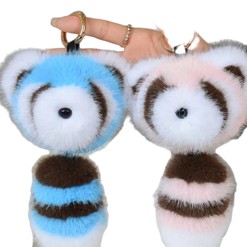 Llaveros Originales para Coche - Mapache de Peluche Suave y Tierno