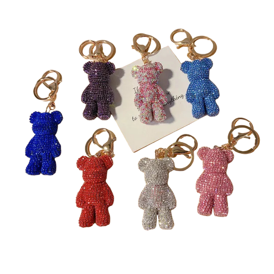 Llaveros Originales para Coche - Osito Teddy con Diamantes de Peluche Coreano Kawaii