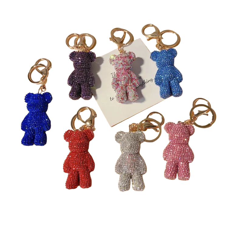 Llaveros Originales para Coche - Osito Teddy con Diamantes de Peluche Coreano Kawaii