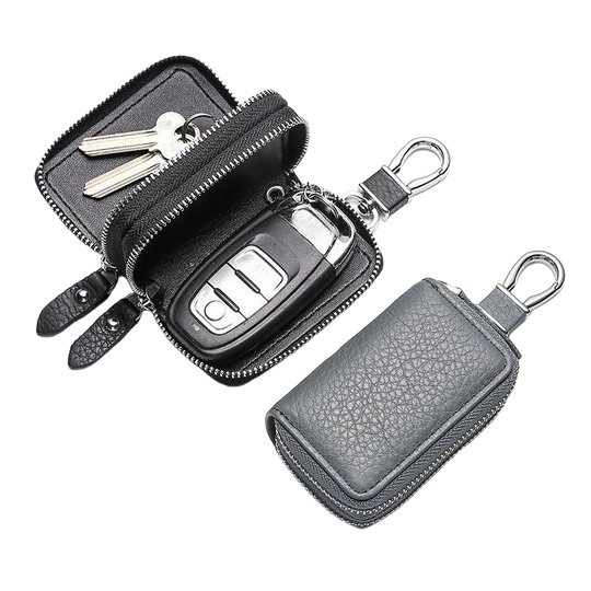 Llaveros originales para coche de cuero - Funda con cremallera para hombre y mujer, regalo premium
