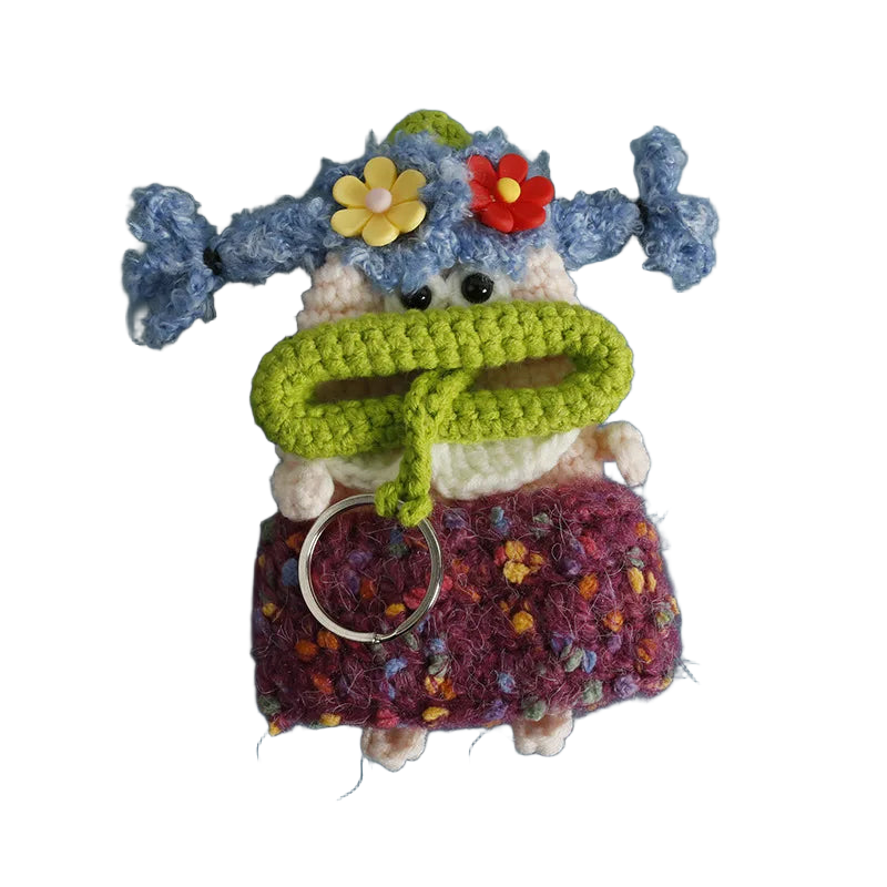 Llaveros Originales para Regalo - Funny Sausage Mouth Girl Crochet Keychain Personalizado