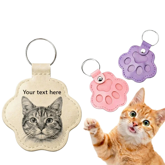 Llaveros Personalizados con Foto de Mascota - Grabado Retrato Perro Gato Recuerdo Cuero Premium