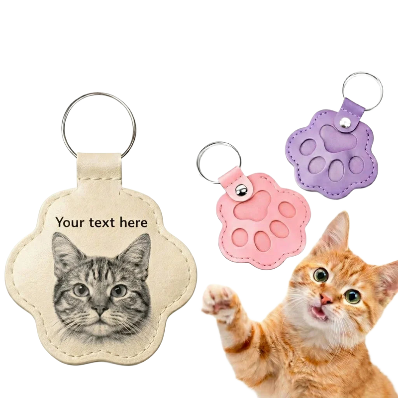 Llaveros Personalizados con Foto de Mascota - Grabado Retrato Perro Gato Recuerdo Cuero Premium