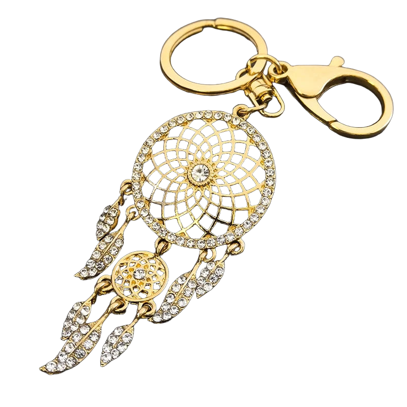 Llavero a Crochet para Hombre Bohemian Dream Catcher Atrapasueños Artesanal con Pluma y Tassel