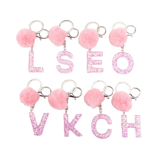 Llavero a crochet paso a paso con pompón glitter y letras doradas – Bag Charm Premium