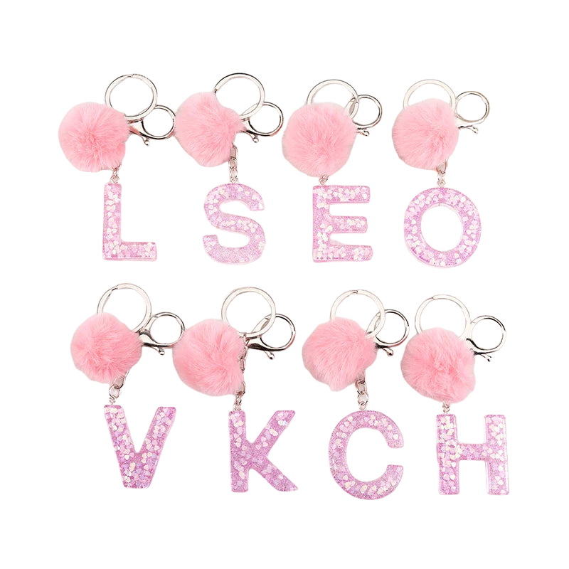 Llavero a crochet paso a paso con pompón glitter y letras doradas – Bag Charm Premium