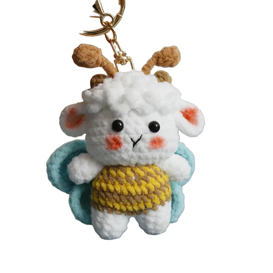 Llavero con foto personalizado - Muñeco de Oveja Amigurumi de Ganchillo, Llavero de Animal de Dibujo