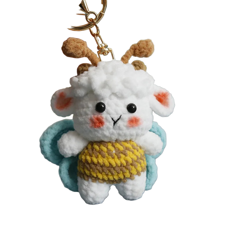 Llavero con foto personalizado - Muñeco de Oveja Amigurumi de Ganchillo, Llavero de Animal de Dibujo